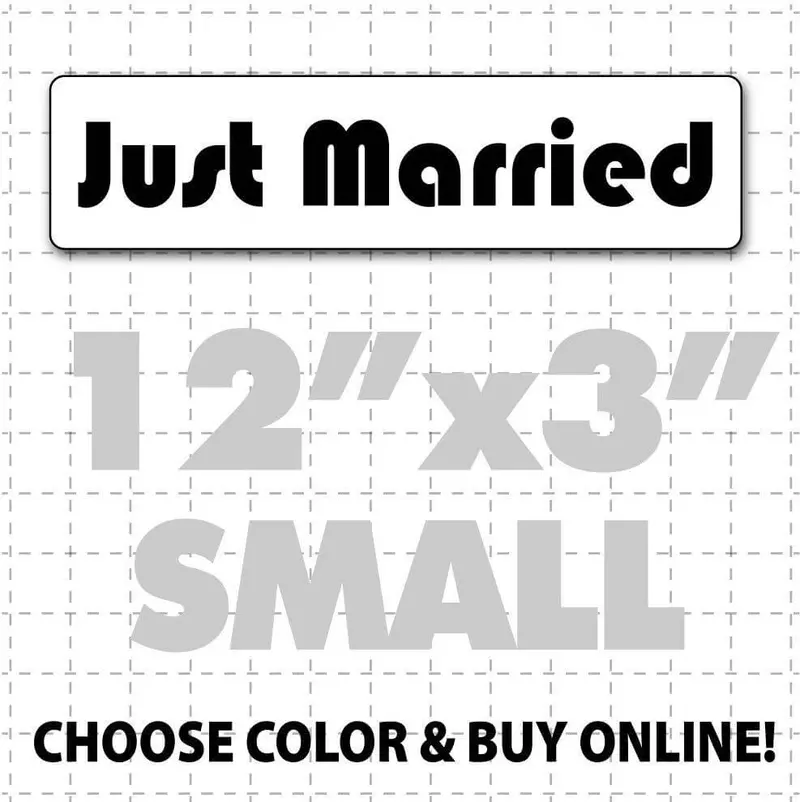 12" X 3" Just Married Car Magnet (Disco Font) 1