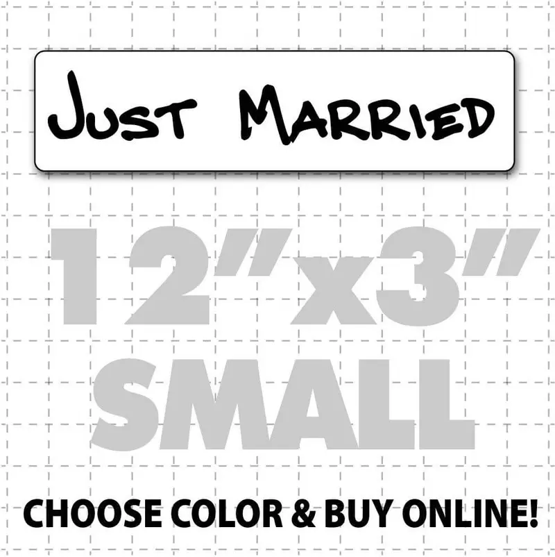 12" X 3" Just Married Car Sign (Hand Font) 1