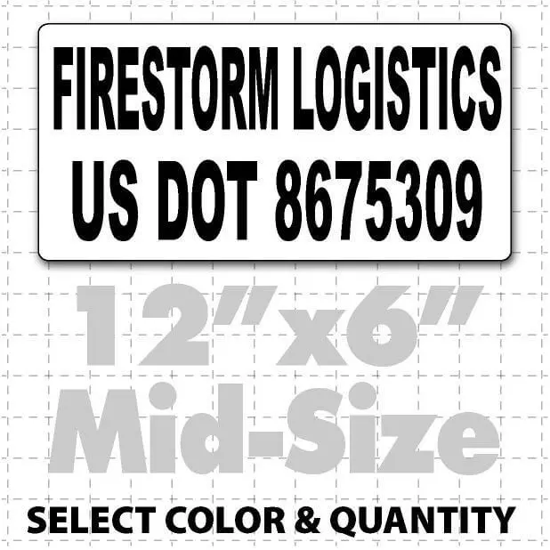 12" X 6" Us Dot Number Custom Magnetic Sign 1