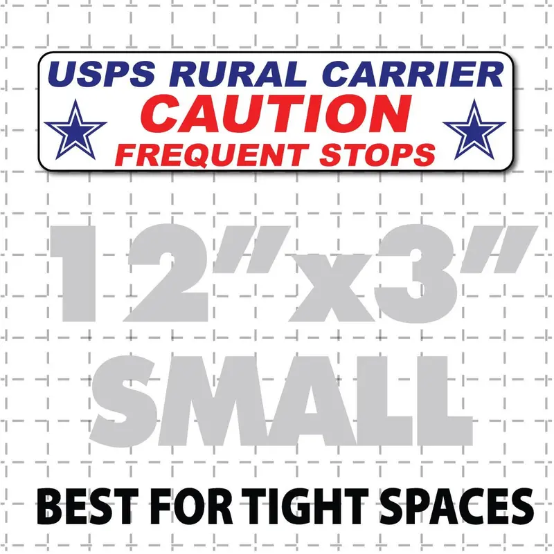 12"X3" Us Mail Rural Carrier Caution Frequent Stops With Stars 1
