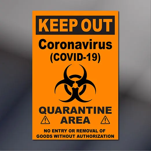 18X12" Quarantine Area Coronavirus Covid-19 | Large Door Sign 1