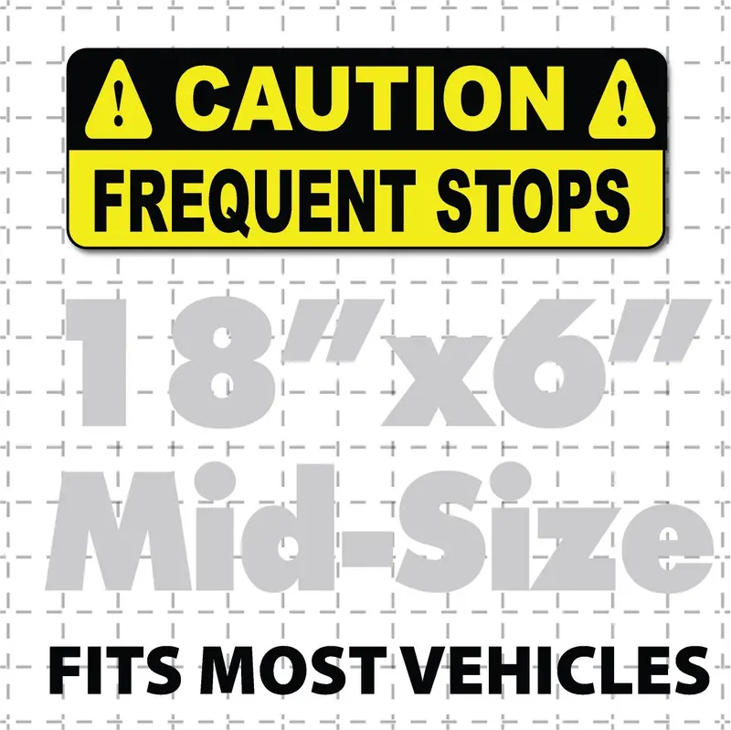 18X6 Caution Frequent Stops Magnetic Sign For Vehicles Yellow & Black 1