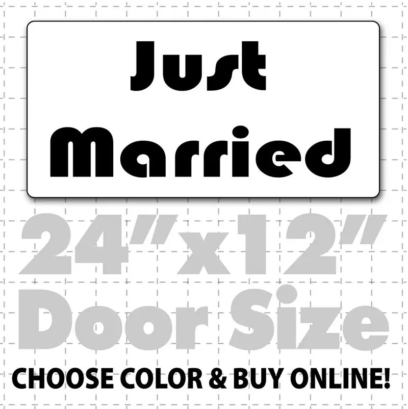 24" X 12" Just Married Car Sign (Disco Text) 1