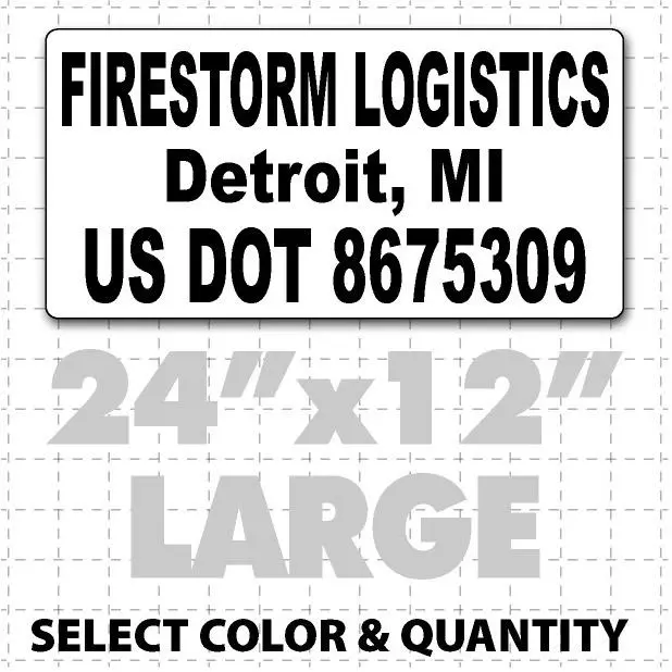 24" X 12" Magnetic Company Name & Us Dot Number Sign 1