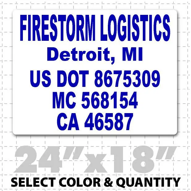 24" X 18" Us Dot Number Magnetic Sign 1