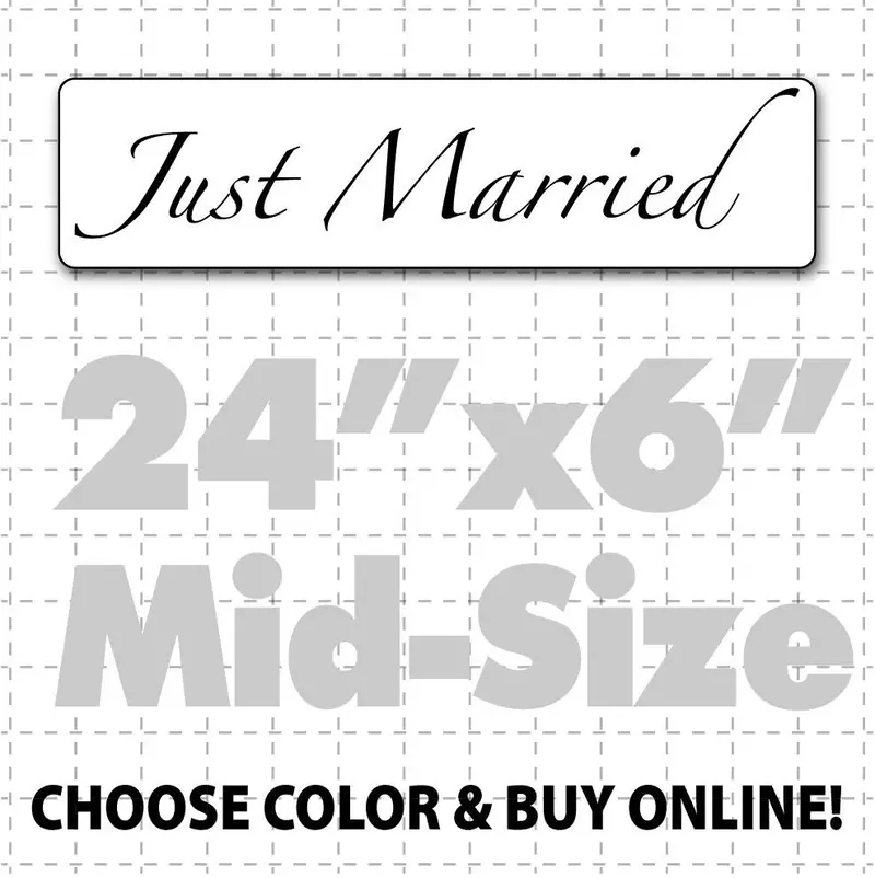 24" X 6" Just Married Car Sign (Elegant Text) 1