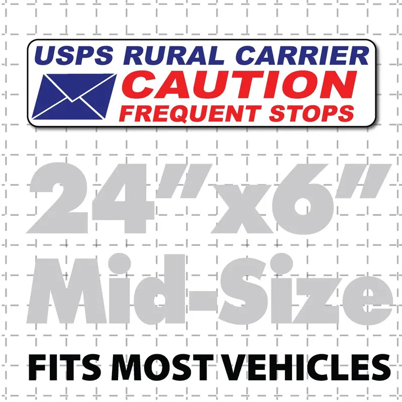 24X6" Rural Carrier Caution Frequent Stops Magnet With Envelope 1