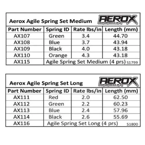 Aerox Ax114 Agile Spring Long Black 2.6Lb/In (Pr) 2