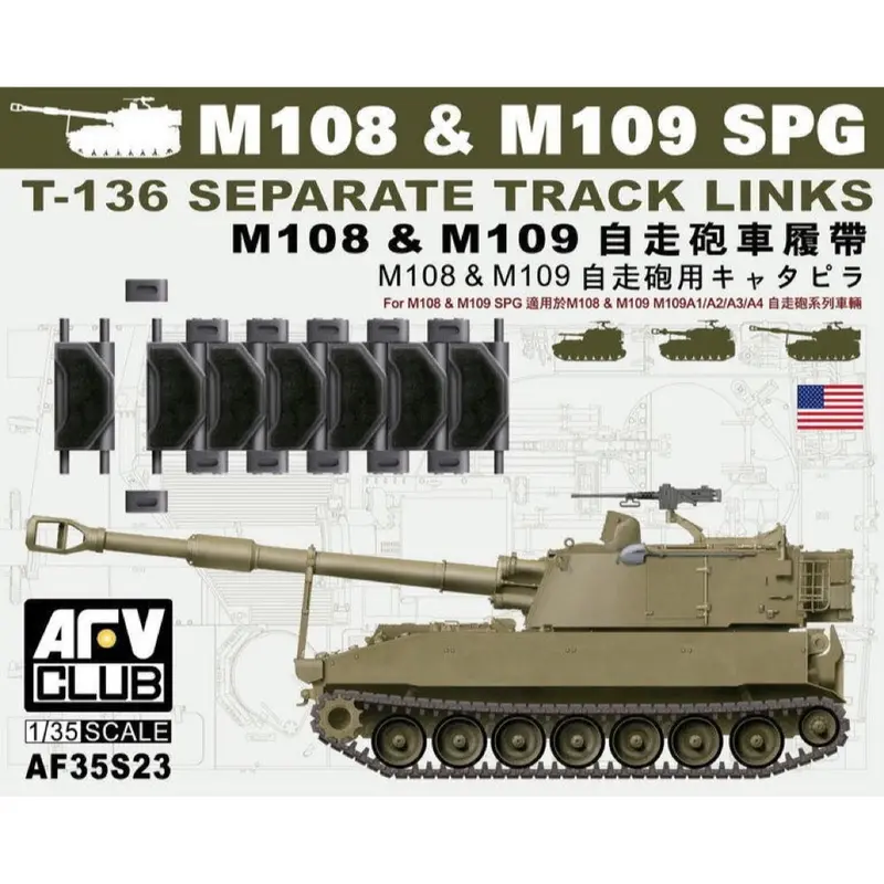 Afv 35S23 1/35 T-136 Track For M108/M109 (Workable) Conversion Kit 1