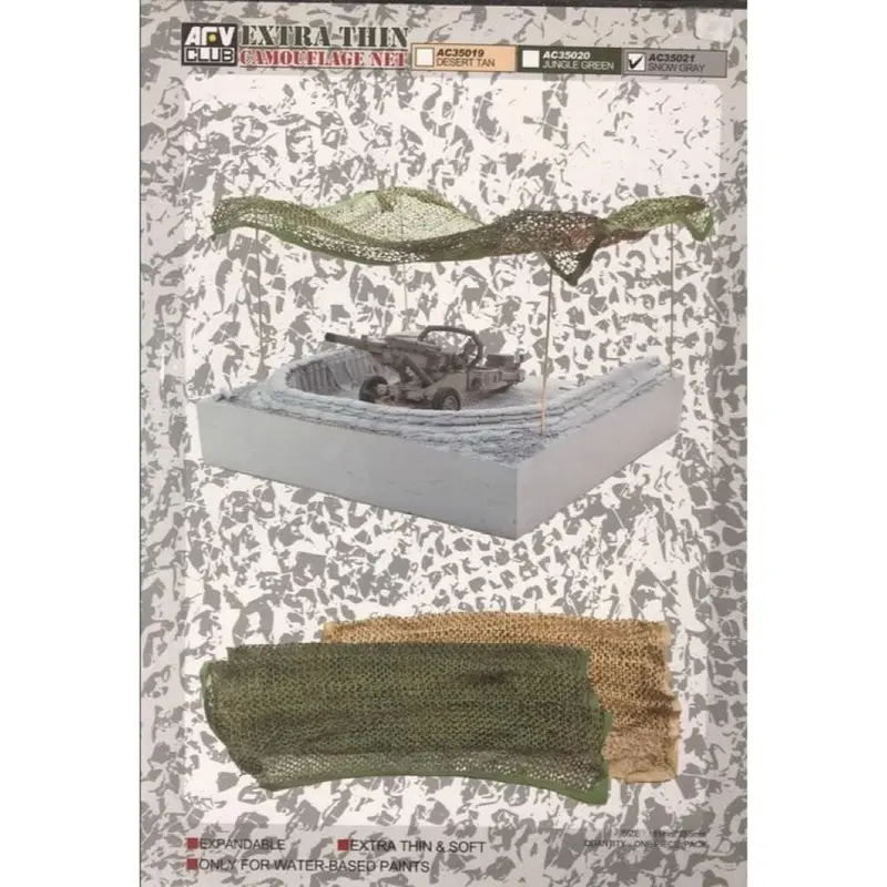 Afv Ac35021 1/35 Extra Thin Camouflage Net-Snow Gray 1