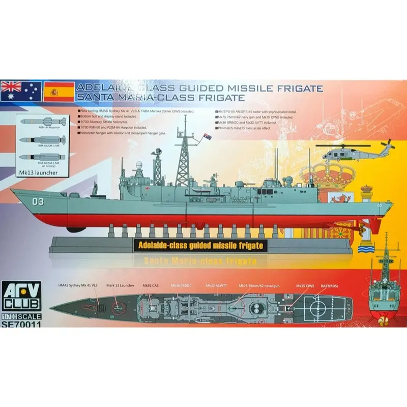 Afv Se70011 1/700 Adelaide-Class Guided Missile Frigate & Santa Maria-Class Friga 1