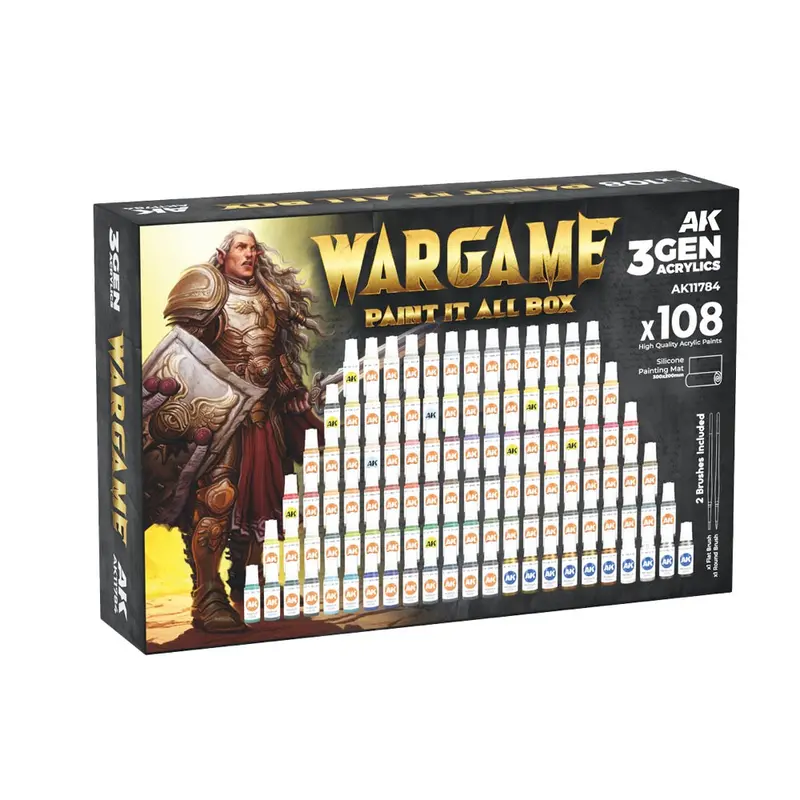Ak Interactive 11784 Wargame Paint It All Box 108 Colours Acrylic Paint Set (3Rd Generation) 1