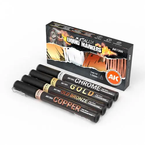 Ak Interactive 1300 Metallic Markers 4 Colour Set 1