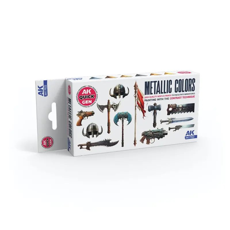 Ak Interactive 17522 Quick Gen Metallics Acrylic Paint Set 6 Colours 1