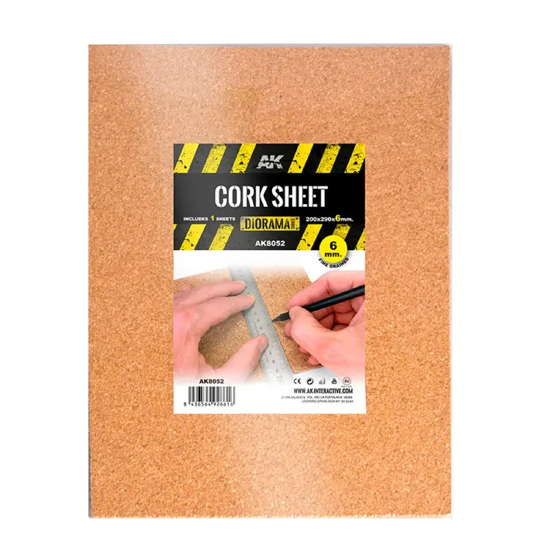 Ak Interactive 8052 Cork Sheets Fine Grained 200 X 290 X 6Mm 1 Sheets 1