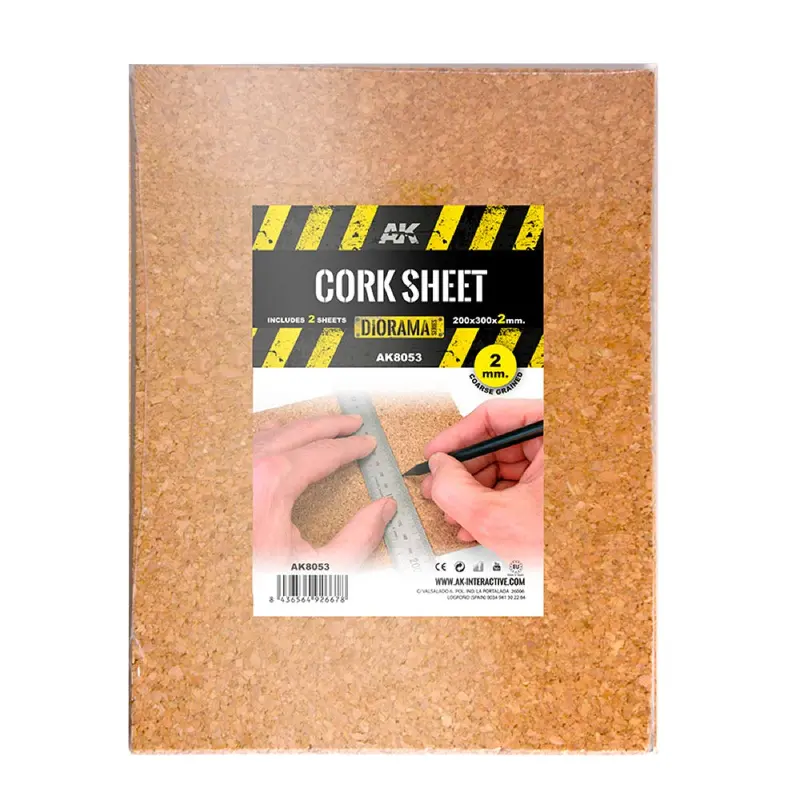 Ak Interactive 8053 Cork Sheets Coarse Grained 200 X 300 X 2Mm 2 Sheets 1