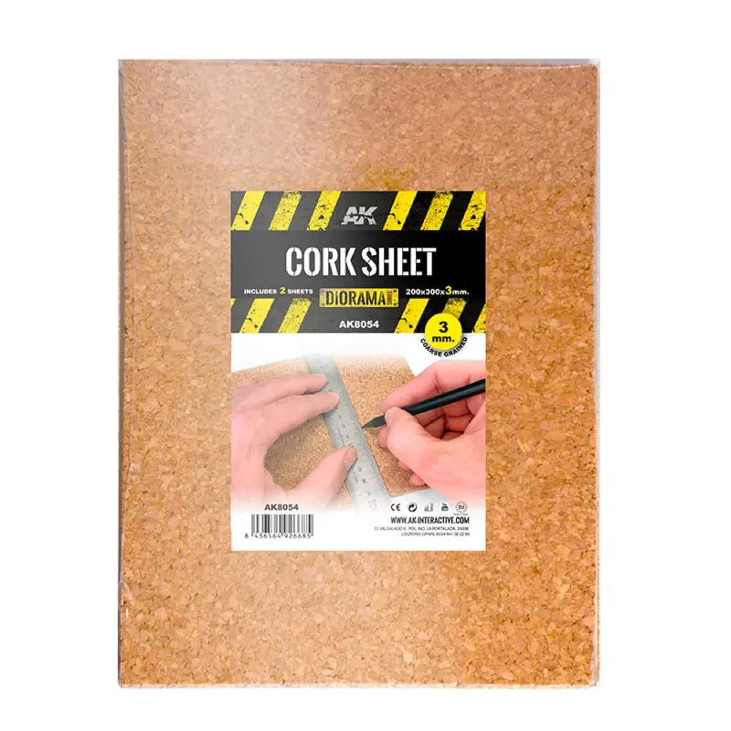 Ak Interactive 8054 Cork Sheets Coarse Grained 200 X 300 X 3Mm 2 Sheets 1