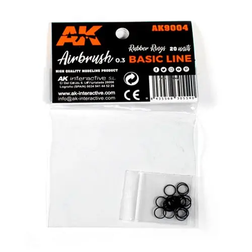 Ak Interactive 9004 Rubber Rings 20 Units Airbrush Basic Line 0.3 1