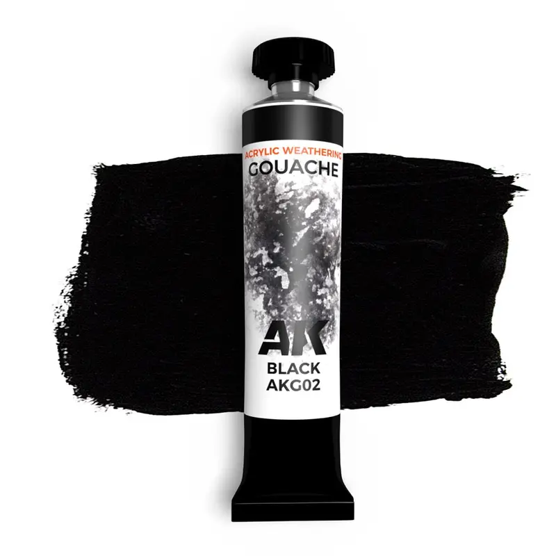 Ak Interactive Akg02 Acrylic Weathering Gouache Black Paint 20Ml 1
