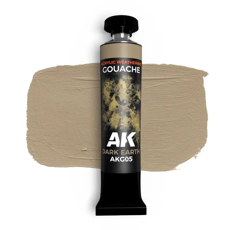 Ak Interactive Akg05 Acrylic Weathering Gouache Dark Earth Paint 20Ml 1