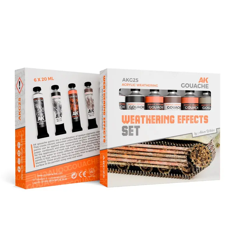Ak Interactive Akg25 Acrylic Weathering Gouache Weathering Effects Set 1