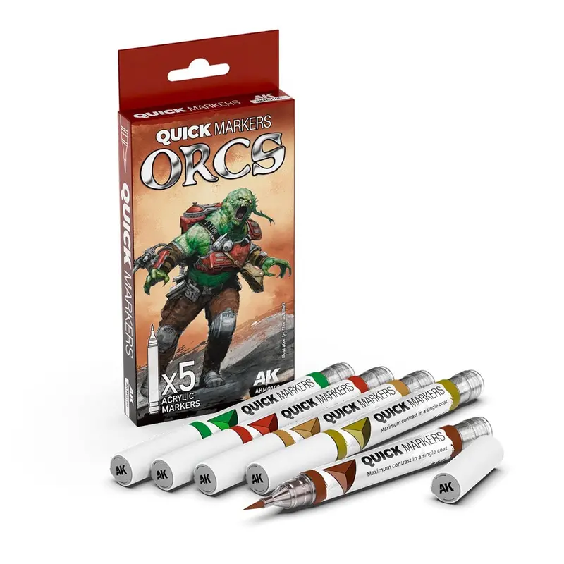 Ak Interactive Mq106 Quick Marker Set Orcs 5 Colour Set 1