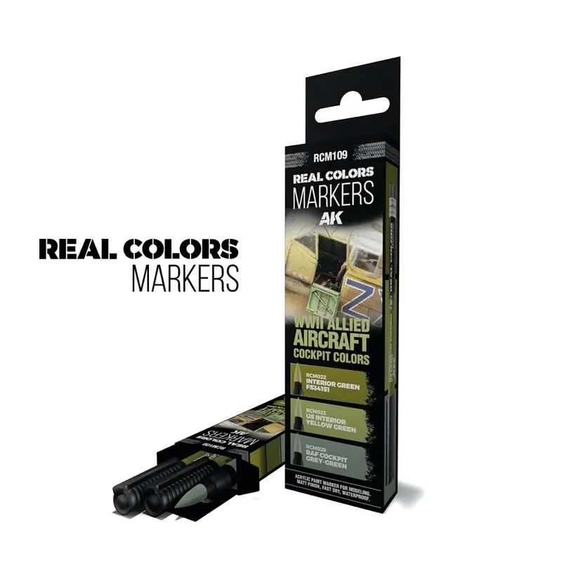 Ak Interactive Rc109 Real Colors Markers Wwii Allied Aircraft Cockpit Colors Set X 3 1