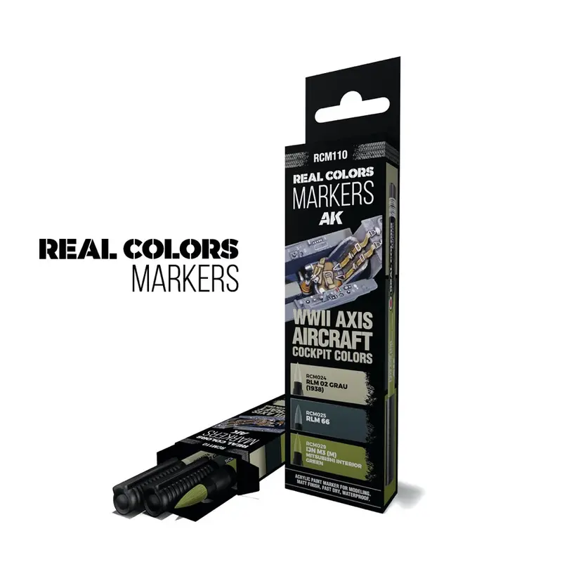 Ak Interactive Rc110 Real Colors Markers Wwii Axis Aircraft Cockpit Colors Set X 3 1