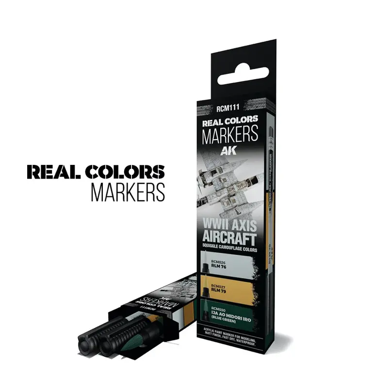 Ak Interactive Rc111 Real Colors Markers Wwii Axis Aircraft Squiggle Camouflage Colors Set X 3 1