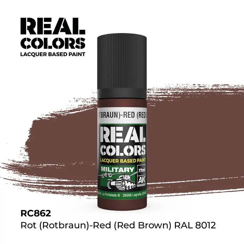 Ak Interactive Rc862 Real Colors Rot Rotbraun-Red Brown Ral 8012 17Ml Lacquer Paint 1