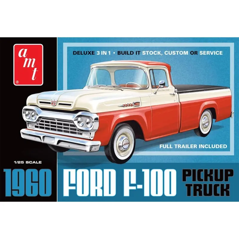 Amt 1407 1/25 1960 Ford F-100 Pickup W/Trailer 1