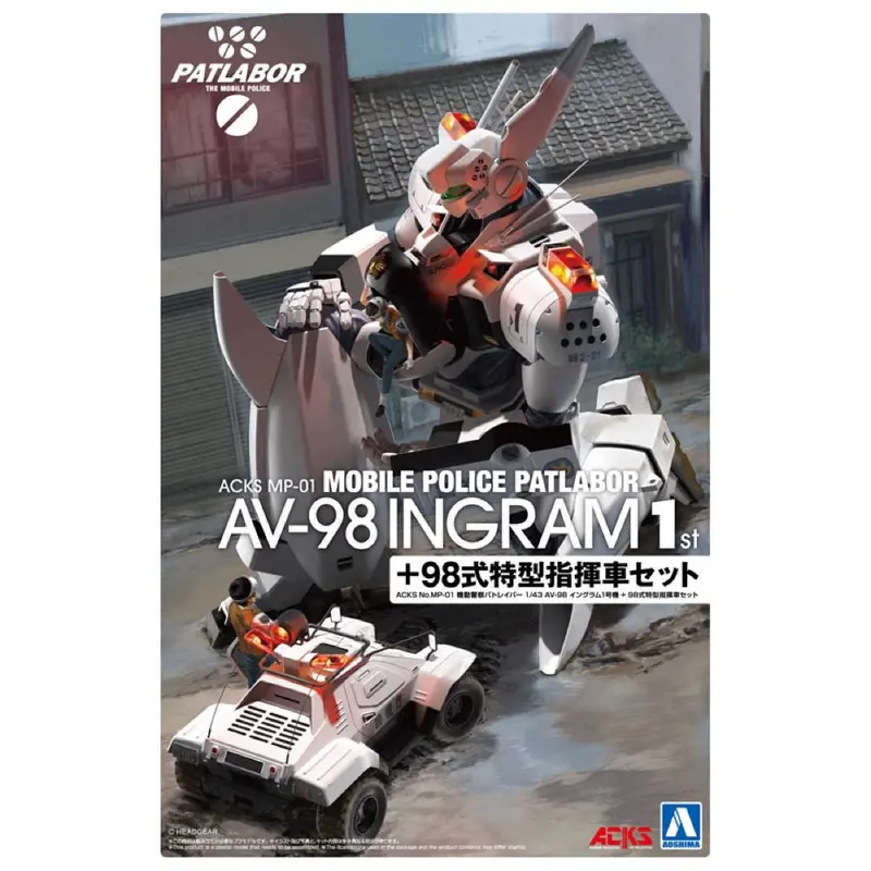 Aoshima A020172 1/43 Mobile Police Patlabor Av-98 Ingram 1St + Special Command Vehicle Type 98 1