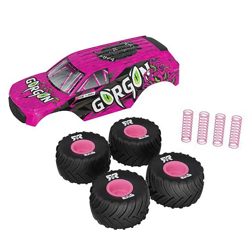 Arrma 3987 Gorgon Grom Body Bundle With Painted Body Wheels And Springs Pink 1