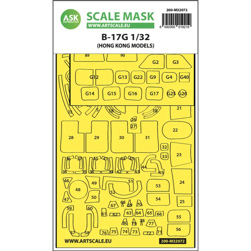 Art Scale M32072 1/32 B-17G Express Fit Mask For Hk Model 1