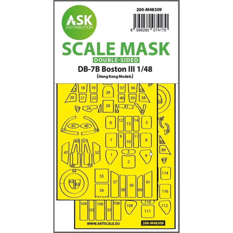 Art Scale M48309 1/48 Db-7B Boston Iii Double-Sided Express Fit Maskfor Hk Models 1