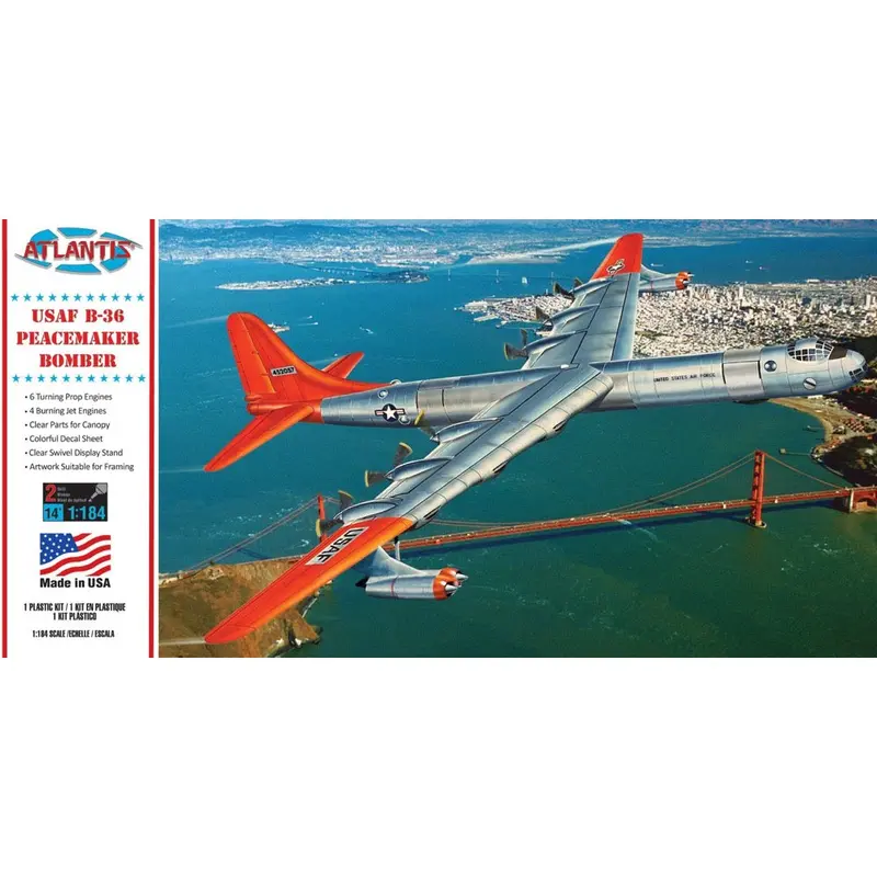 Atlantis 1/184 B-36 Prop Jet Peacemaker With Swivel Stand Plastic Model Kit 1