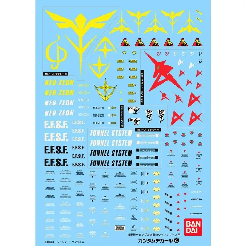 Bandai 5057493 23 Mg Multiuse Char's Counterattack Gundam Decal 1