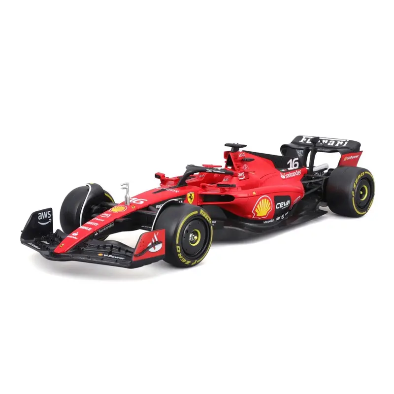 Bburago 26809 1/24 2023 Ferrari Sf23 With Leclerc Driver Figurine No.16 1