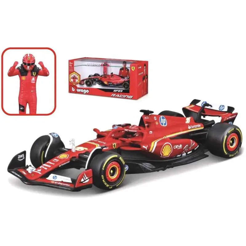 Bburago 26823L 1/24 Ferrari Sf-24 2024 No.16 Charles Leclerc With Figure 1