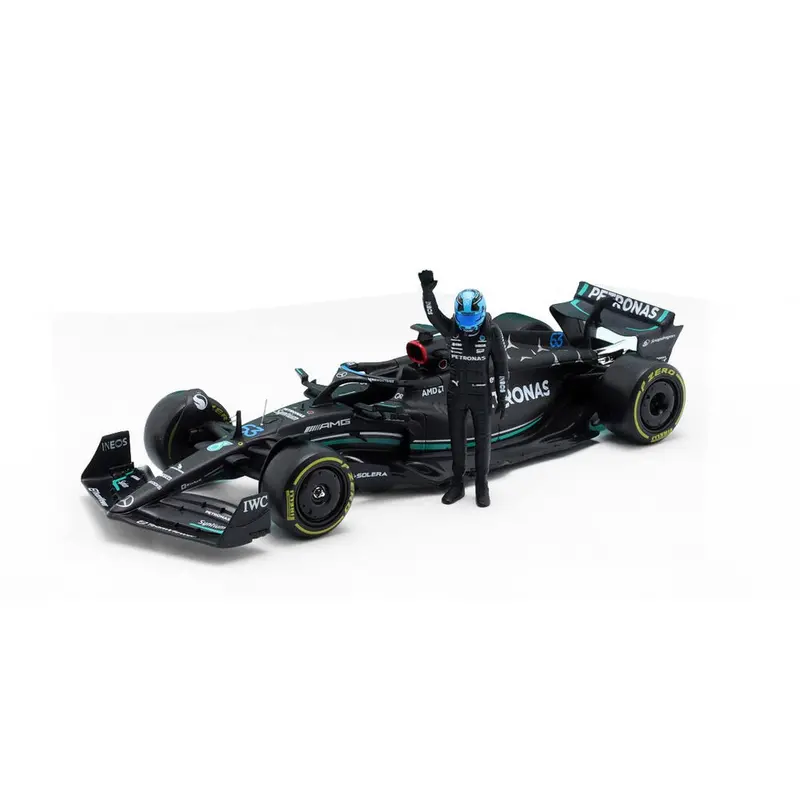 Bburago 28037 1/24 2023 Mercedes Amg W14 With Russell Driver Figurine No.63 1