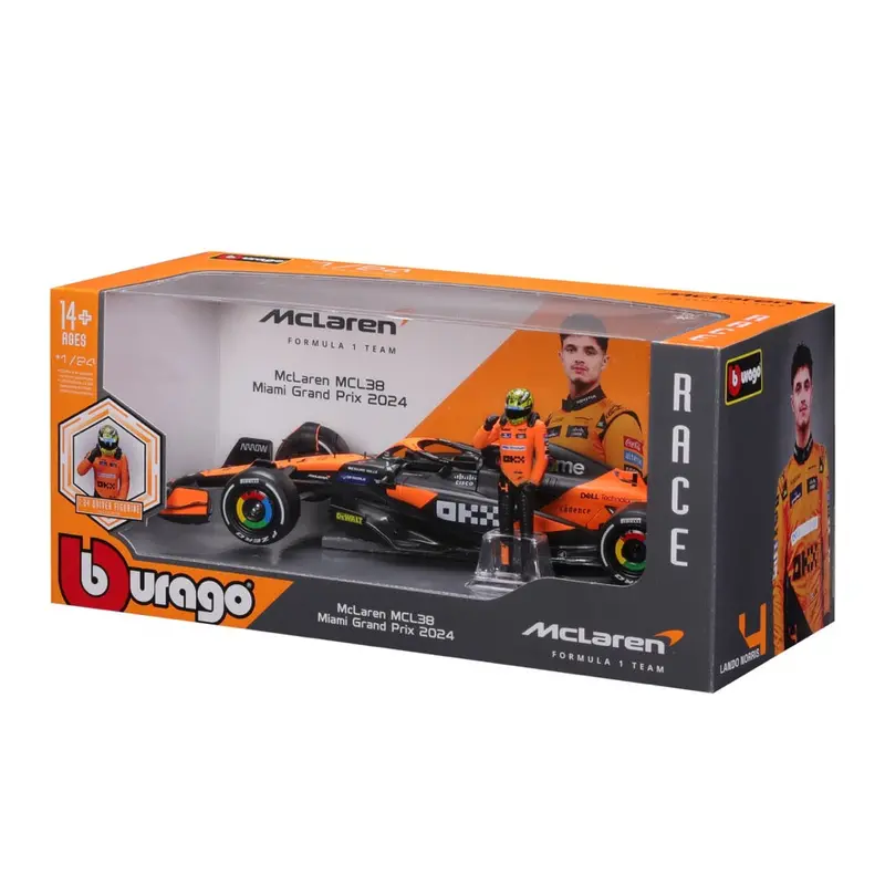 Bburago 28040N 1/24 Mclaren Mcl38 2024 No.4 Lando Norris With Figure 2