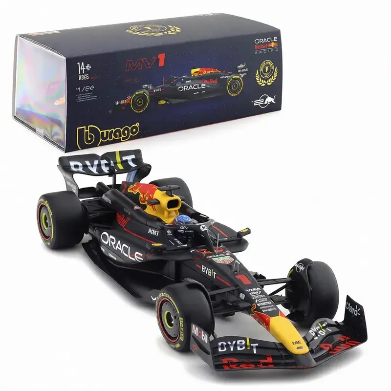Bburago 28056V 1/24 Red Bull Rb20 No.1 Max Verstappen With Helmet And Showcase 1