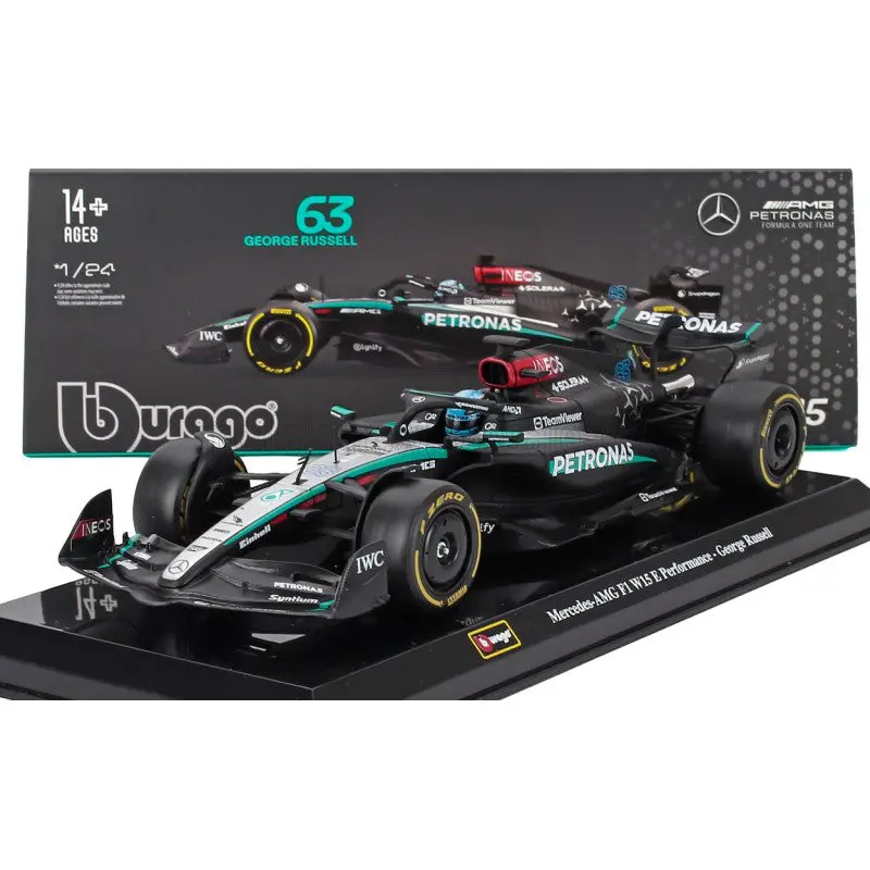 Bburago 28063R 1/24 Mercedes W15 2024 No.63 George Rusell With Helmet And Showcase 1