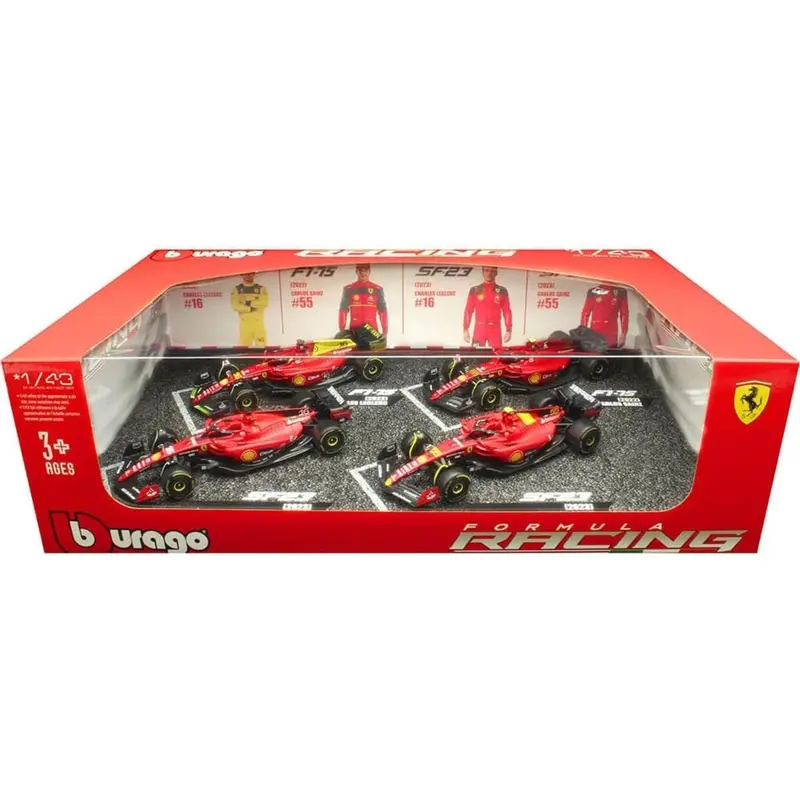 Bburago 36848 1/43 Ferrari No.16 Leclerc 4 Piece Gift Pack 1