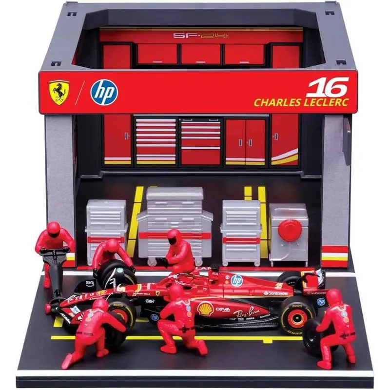 Bburago 36862 1/43 2024 Ferrari No.16 Charles Leclerc Pit Pass Competition Set 1