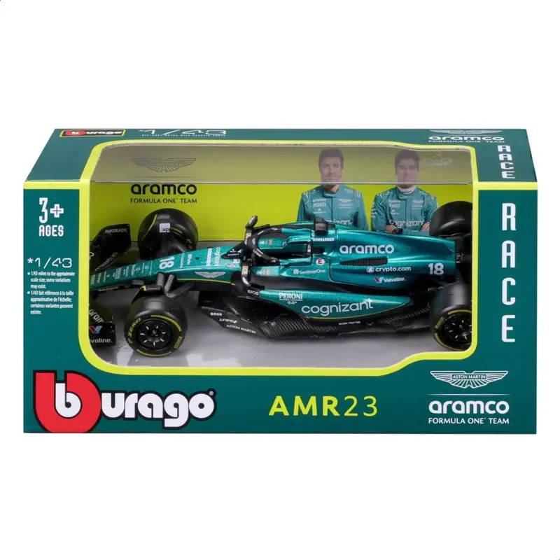 Bburago 38090 1/43 2023 F-1 Aston Martin Amr23 No.14 Alonso Wb 1