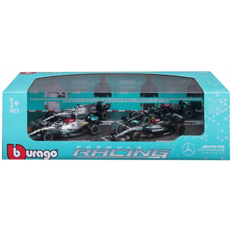Bburago 38093 1/43 Mercedes Amg No.44 Hamilton 4 Piece Gift Pack 1