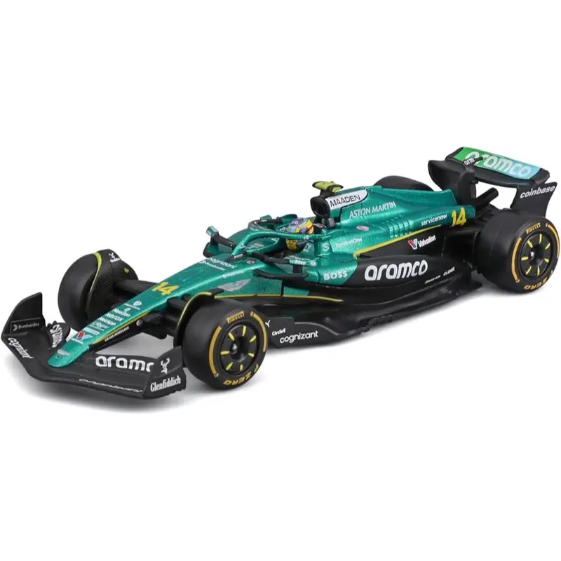 Bburago 38251A 1/43 Aston Martin Amr 25 No.14 Fernando Alonso With Helmet And Showcase 1