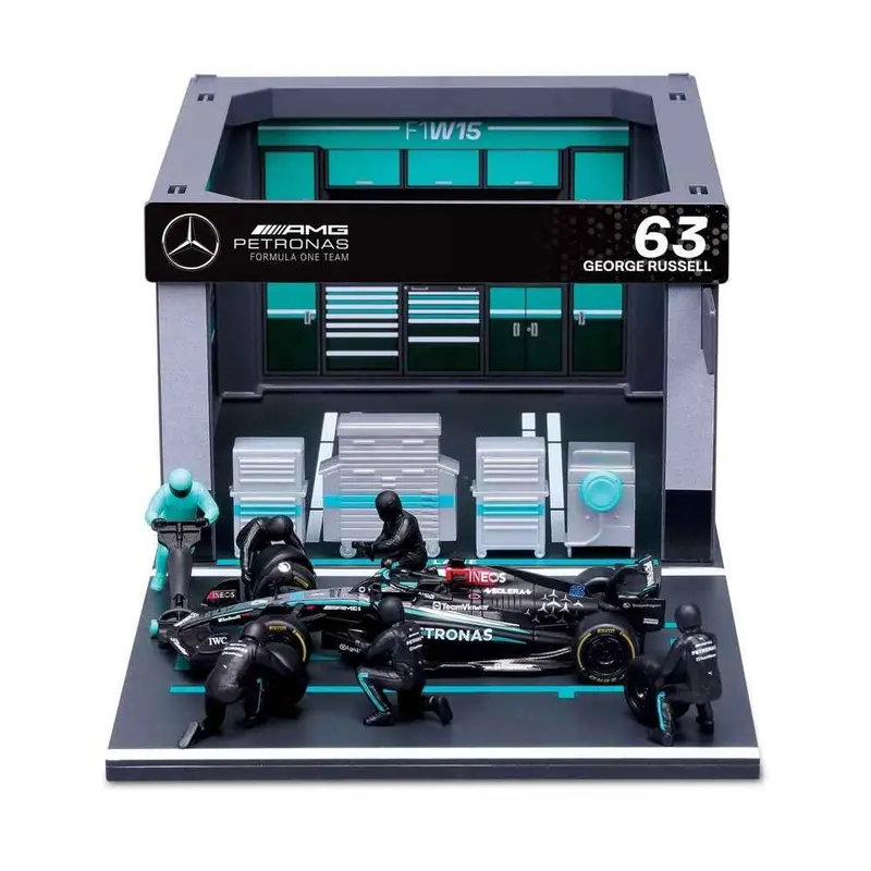 Bburago 38452 1/43 2024 No.63 George Russell Mercedes Amg Pit Pass Competition Set 1