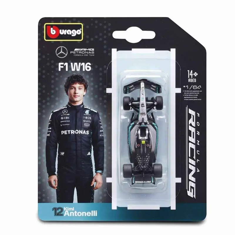 Bburago 58002A 1/64 Race Mercedes-Amg F1 W16 No.12 Andrea Kimi Antonelli Season Car 1